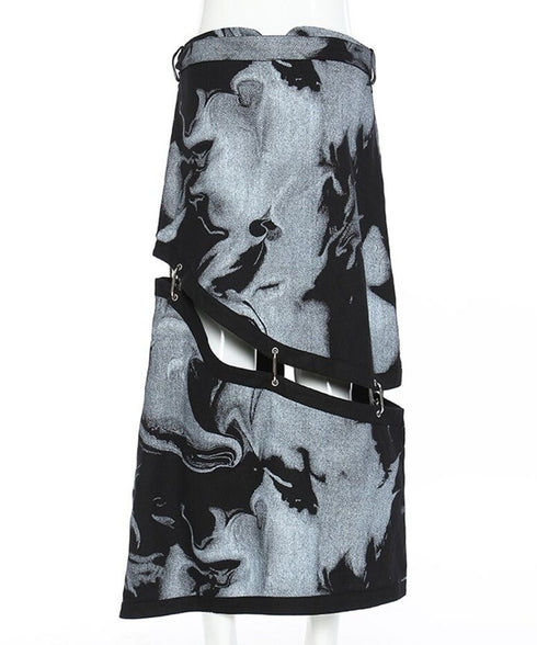Deconstructed Safety Pin Print Skirt